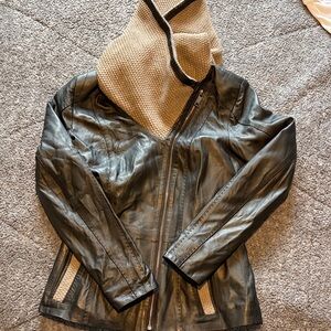 Elegant Black and Tan Leather Jacket